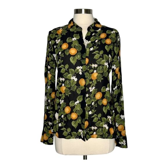 Reformation Violet Long Sleeve Button Front Blouse In Clementine Small - Picture 2 of 11